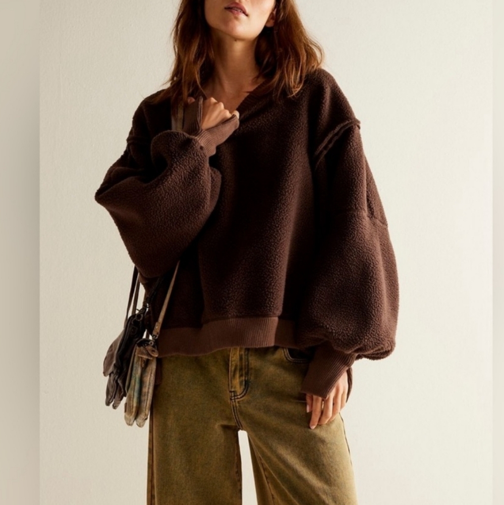 Free People We The Free Cozy Camden Sweatshirt Walnut - Picture 4 of 12